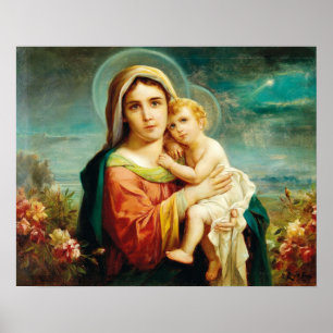 Madonna avec enfant par Hans Zatzka - poster