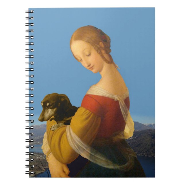 "Madonna avec le carnet artistique de teckel" (Devant)