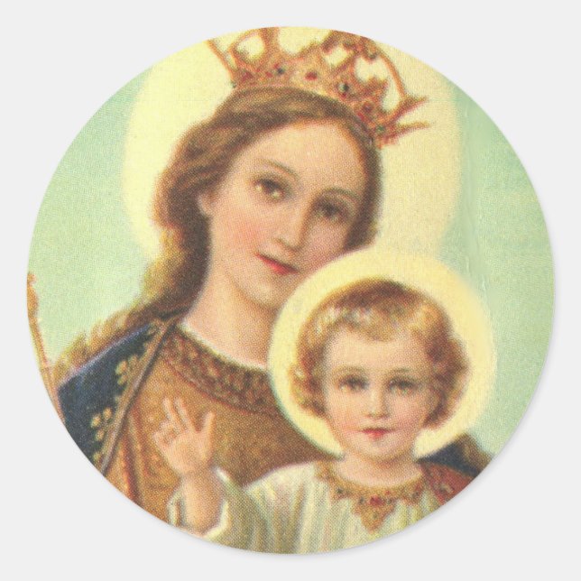 Madonna Blessed Mary with Baby Jesus Classic Round Sticker (Front)
