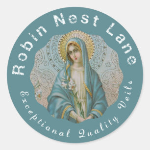Madonna Blessed Virgin Mary Lily Classic Round Sticker