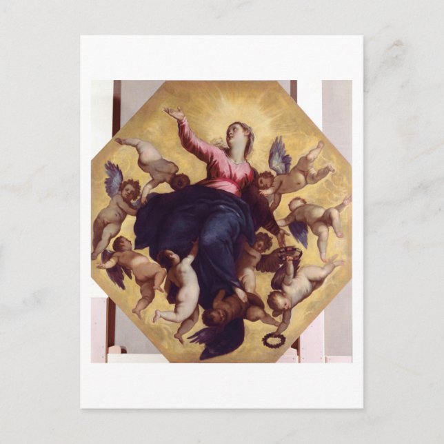 Madonna Carried by Angels (ceiling fresco) Postcard (Front)