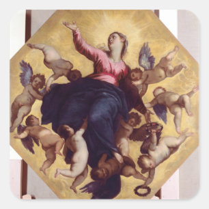 Madonna Carried by Angels (ceiling fresco) Square Sticker