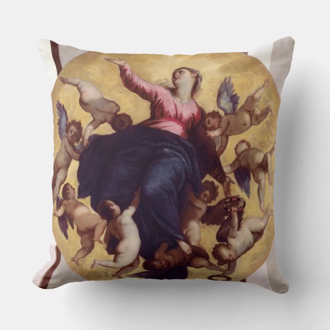 Madonna Carried by Angels (ceiling fresco) Throw Pillow (Front)