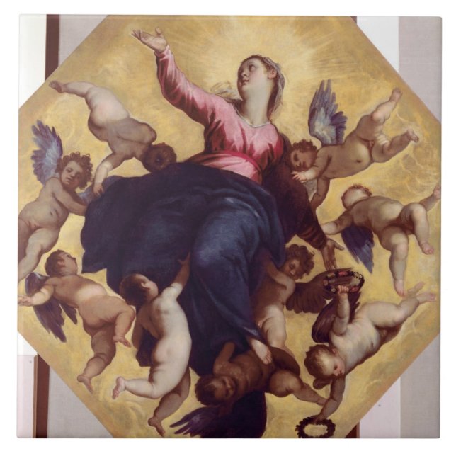Madonna Carried by Angels (ceiling fresco) Tile (Front)
