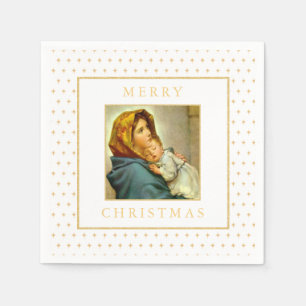 Madonna & Child Traditional Religious Christmas Napkin