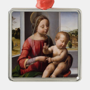 Madonna & Child with John the Baptist Metal Ornament