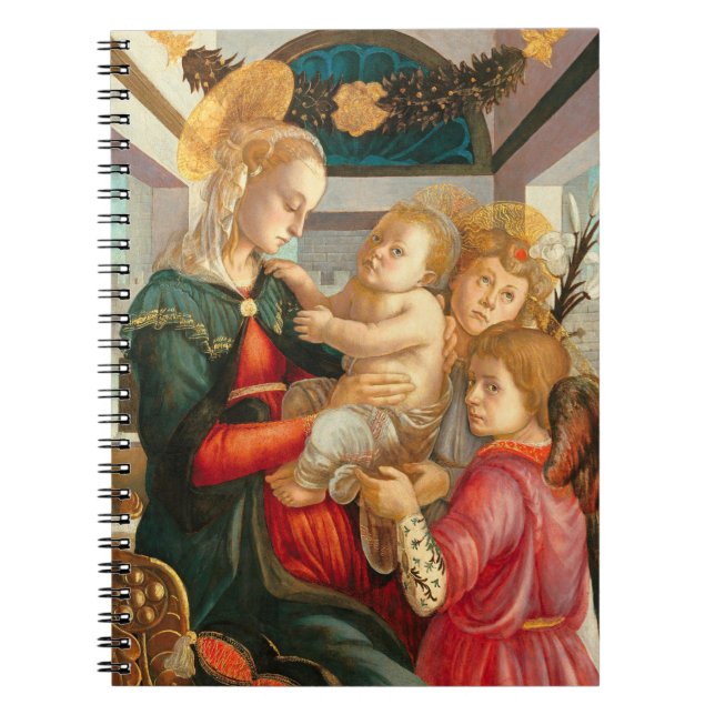 Madonna & Child with Two Angels Sandro Botticelli Notebook (Front)