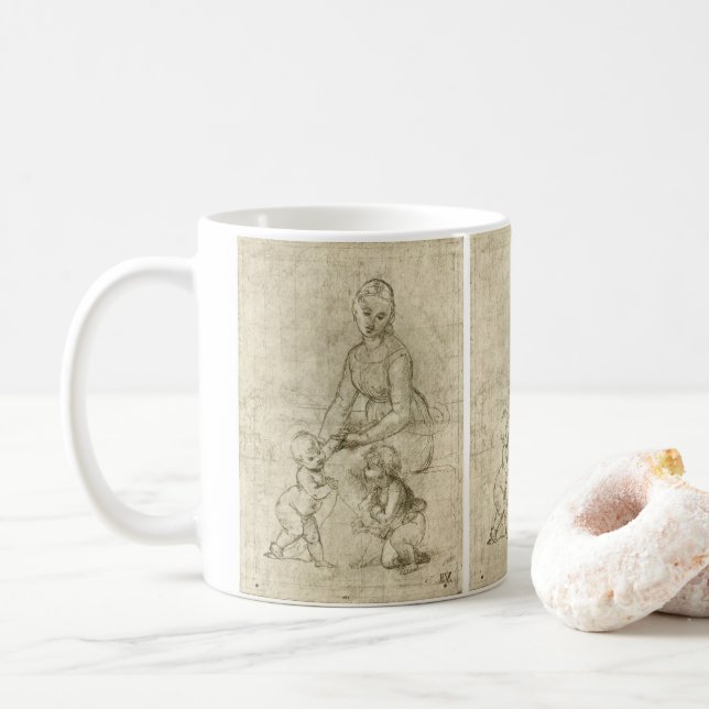Madonna, Christ and Saint John Baptist by Rapahel Coffee Mug (With Donut)