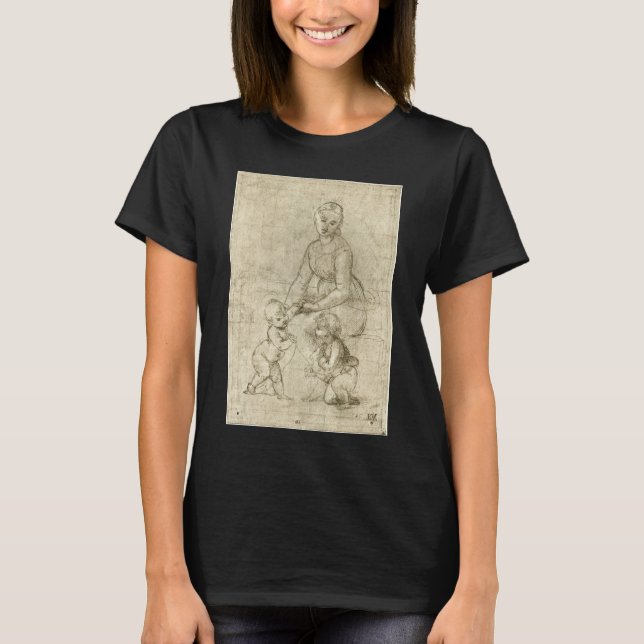 Madonna, Christ and Saint John Baptist by Rapahel T-Shirt (Front)