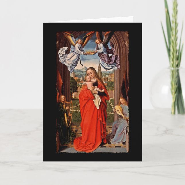 Madonna Christ Child and Angels Holiday Card (Front)