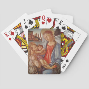 Madonna Christ Child and Two Angels Playing Cards