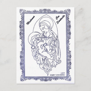Madonna Con Santacito Holiday Postcard