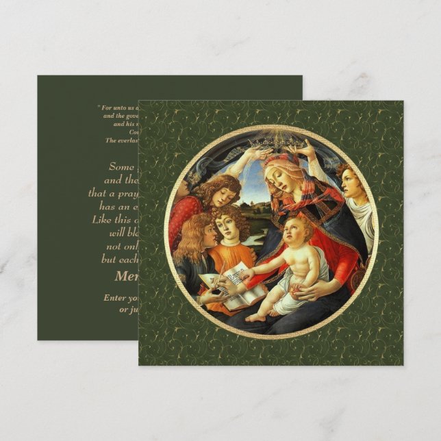 Madonna de Botticelli. Cartes de Noël religieuses (Devant / Derrière)