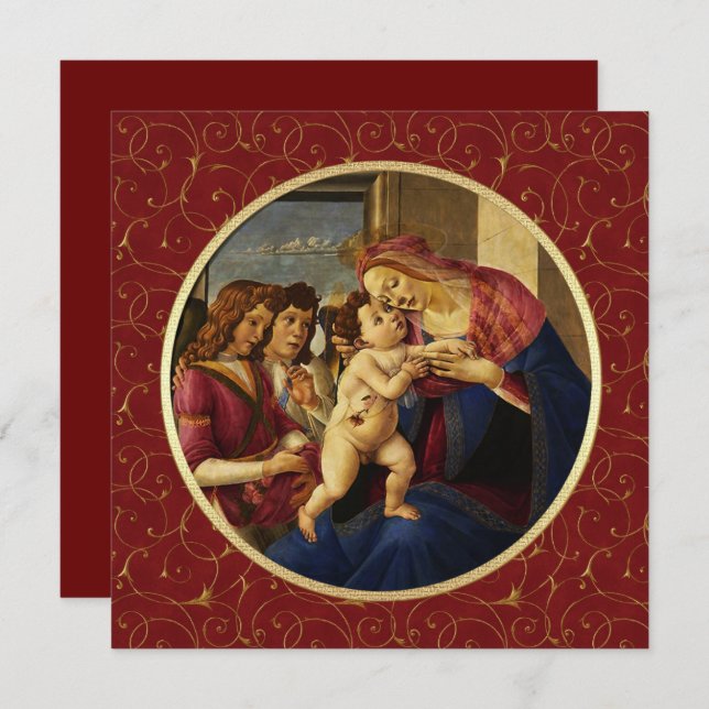 Madonna de Botticelli. Cartes de Noël religieuses (Devant / Derrière)