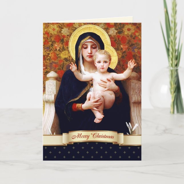 Madonna de W.Bouguereau. Carte de Noël Fine Art (Devant)