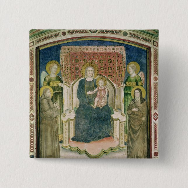 Madonna Enthroned with St. Francis of Assisi 2 Inch Square Button (Front)