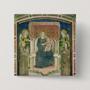 Madonna Enthroned with St. Francis of Assisi 2 Inch Square Button