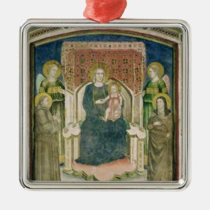 Madonna Enthroned with St. Francis of Assisi Metal Ornament