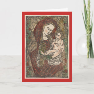 MADONNA ET CARTE DE VOEUX DE BOIS DE GRAVEUR