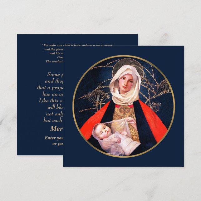 Madonna et Child. Carte de Noël religieuse (Devant / Derrière)