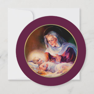 Madonna et Child. Cartes de Noël à plat religieux