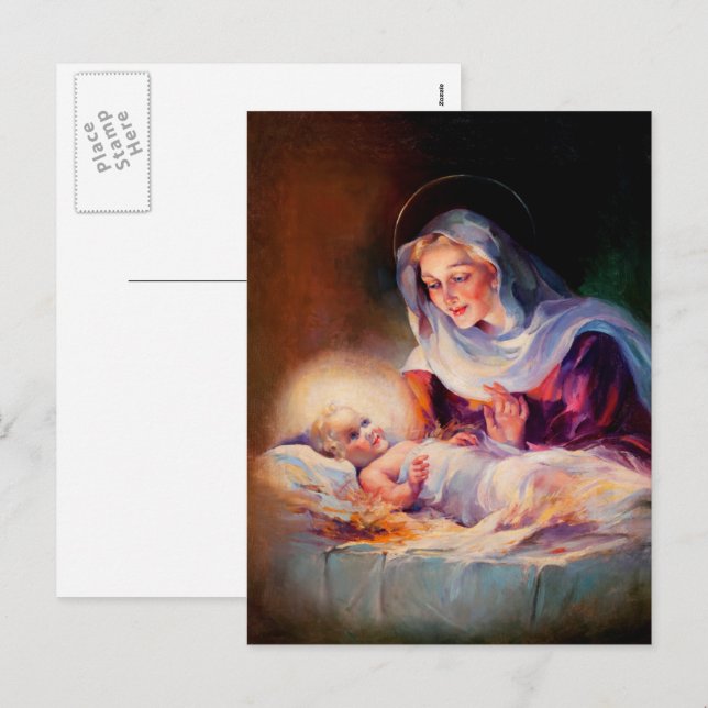 Madonna et Child. Cartes postales de Noël (Devant / Derrière)
