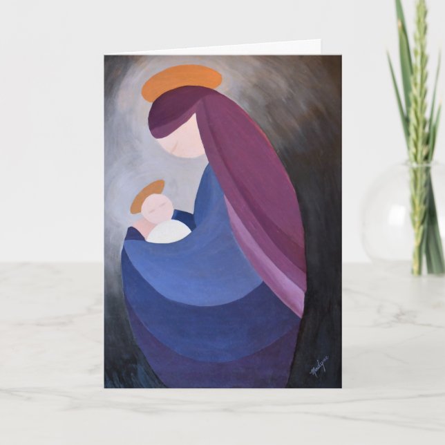 Madonna et l'enfant Carte de Noël pliée (Devant)