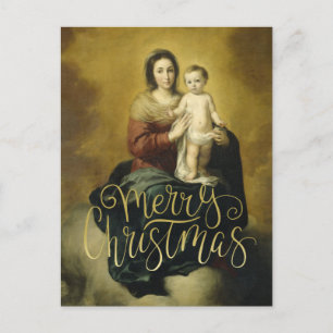 Madonna et l'enfant, carte postale de Noël