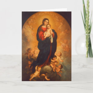 Madonna et l'enfant en gloire ... Carte de Noël