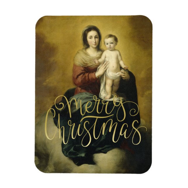 Madonna et l'enfant, Magnets de Noël des beaux-art (Vertical)