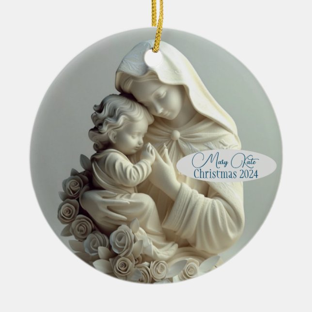 Madonna et l'enfant Ornement personnalisé (Devant)