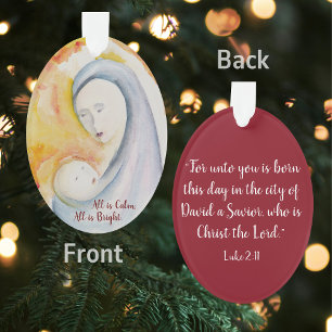 Madonna et l'ornement de Noël de l'enfant