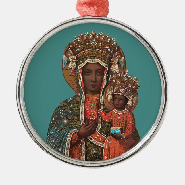 Madonna et ornement noirs de Noël d'enfant (Devant)