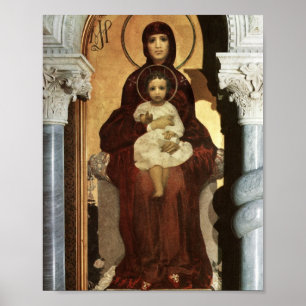 Madonna Holding Baby Jesus on the Throne Poster