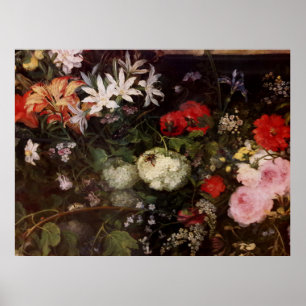 Madonna in a Floral Wreath Poster