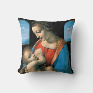 Madonna Litta, Leonardo da Vinci, 1490-1491 Throw Pillow