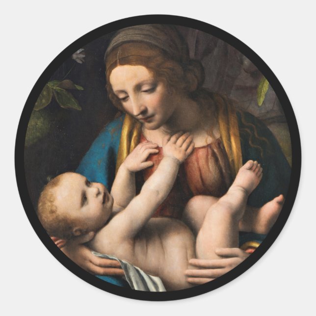 Madonna med  Kristusbarnet Classic Round Sticker (Front)