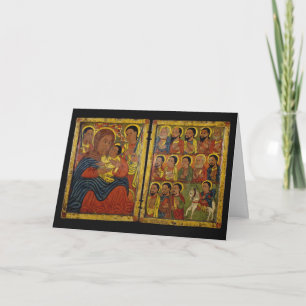 Madonna noir avec la carte de Noël de Jésus
