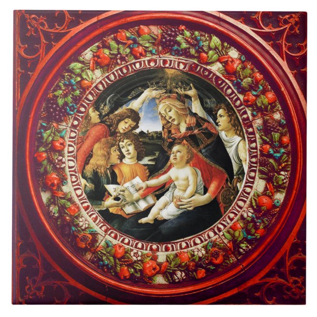 Madonna of Magnificat by Botticelli Round Tile (Front)