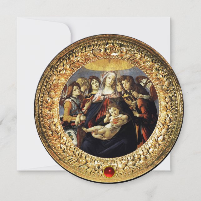 Madonna of Pomegranate Christmas Red Ruby Gem Invitation (Front)