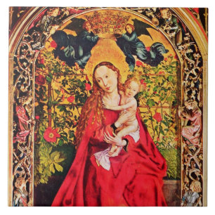 MADONNA OF ROSE BOWER WITH ANGELS CERAMIC TILE
