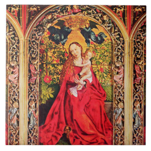 MADONNA OF ROSE BOWER WITH ANGELS TILE