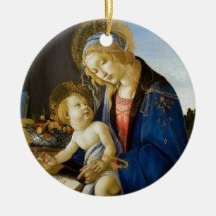 Madonna of the Book by Botticelli Ceramic Ornament