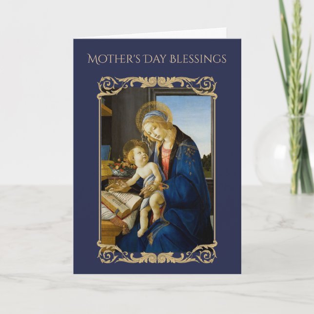 Madonna of the Book by Botticelli Religious Card (Front)