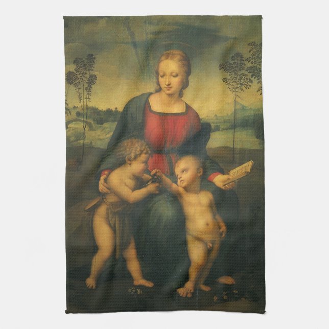 Madonna of the Goldfinch by Raphael Sanzio Kitchen Towel (Vertical)