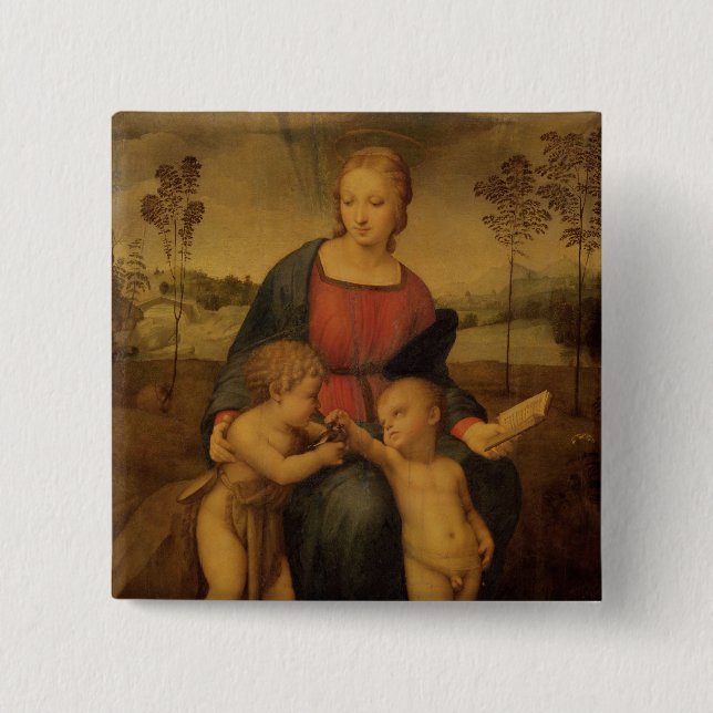 Madonna of the Goldfinch, c.1506 2 Inch Square Button (Front)
