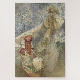 Madonna of the Lilies by Alphonse Mucha Jigsaw Puzzle