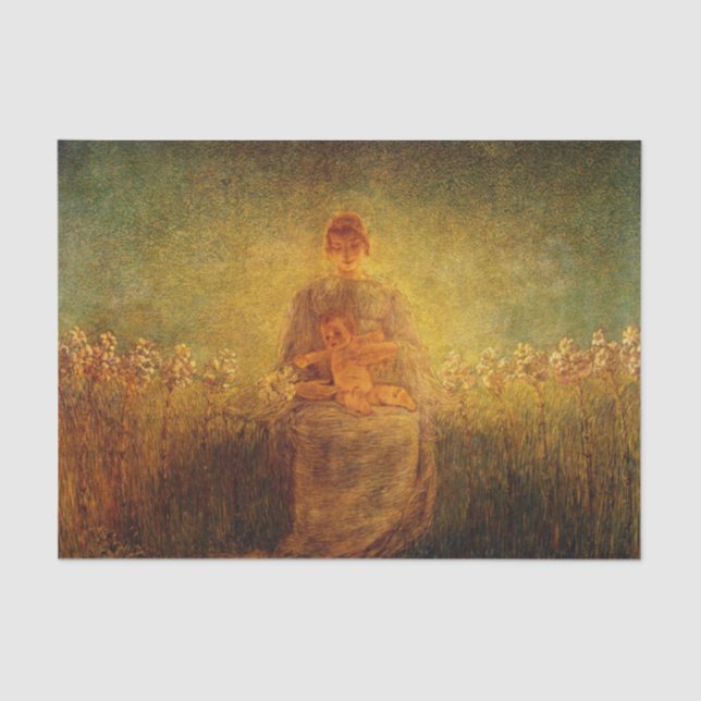 Madonna of the Lilies by Gaetano Previati Tissue Paper (Front)