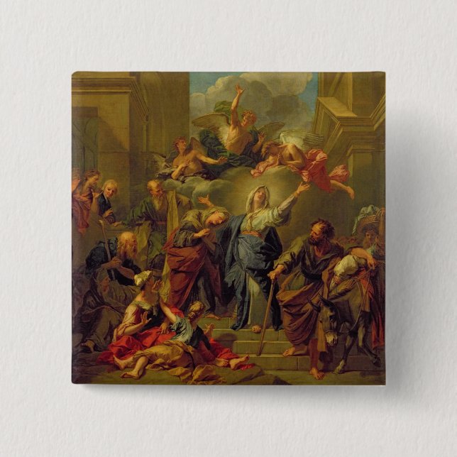 Madonna of the Magnificat 2 Inch Square Button (Front)