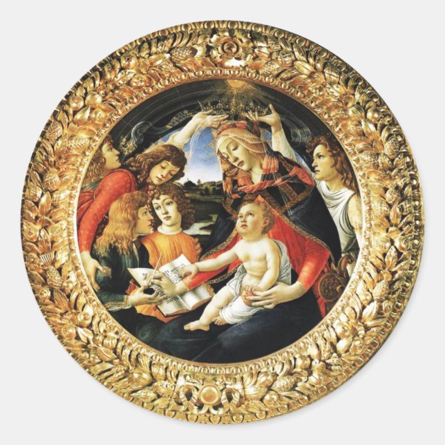 Madonna of the Magnificat Classic Round Sticker (Front)
